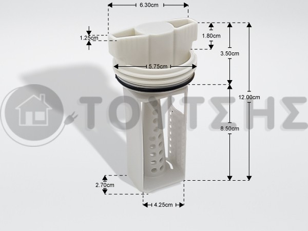 ΣΩΜΑ ΦΙΛΤΡΟΥ ΑΝΤΛΙΑΣ ΠΛΥΝΤΗΡΙΟΥ ΡΟΥΧΩΝ SAMSUNG DC63-00998A image