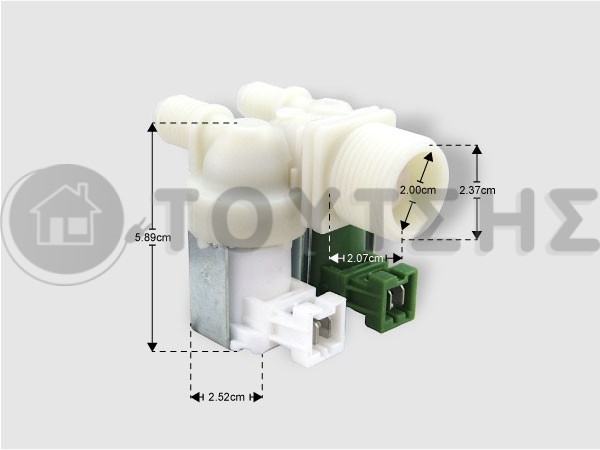 ΒΑΛΒΙΔΑ ΠΛΥΝΤΗΡΙΟY ΡΟΥΧΩΝ ZANUSSI ELECTROLUX ΔΙΠΛΗ ΛΕΥΚΟ 14MM ΠΡΑΣΙΝΟ 12MM image