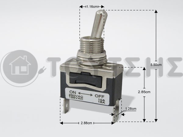 ΔΙΑΚΟΠΤΗΣ ΜΕ ΛΕΒΙΕ ON-OFF 2 ΕΠΑΦΩΝ 10A 250V image